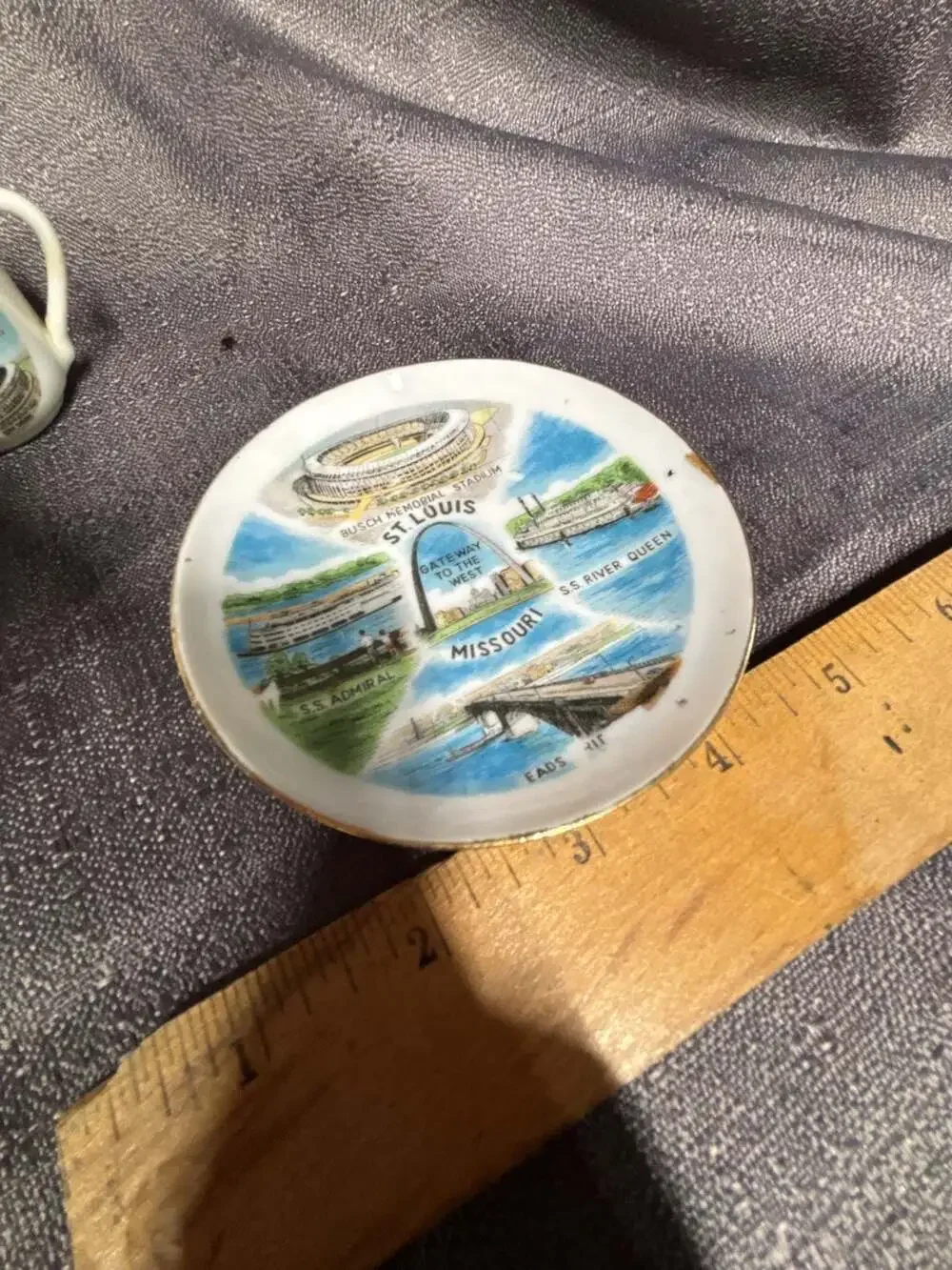 Souvenir Miniature Teacup and Saucer St. Louis Missouri Gateway to the West